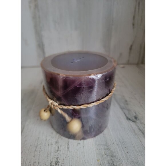 Pier 1 Imports Purple pillar candle lavender bead decor - Picture 2 of 5